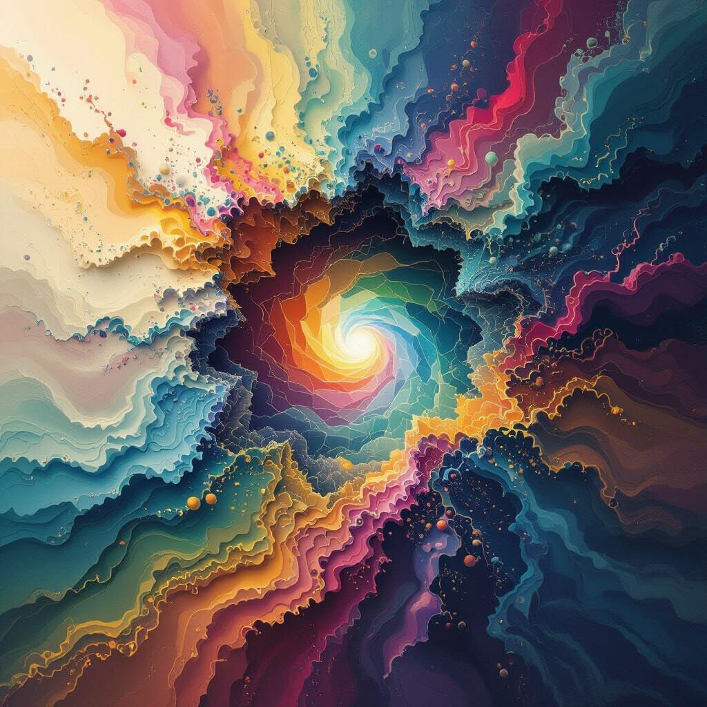 Surreal Double Exposure: Colorful Fractal Streams Emerge