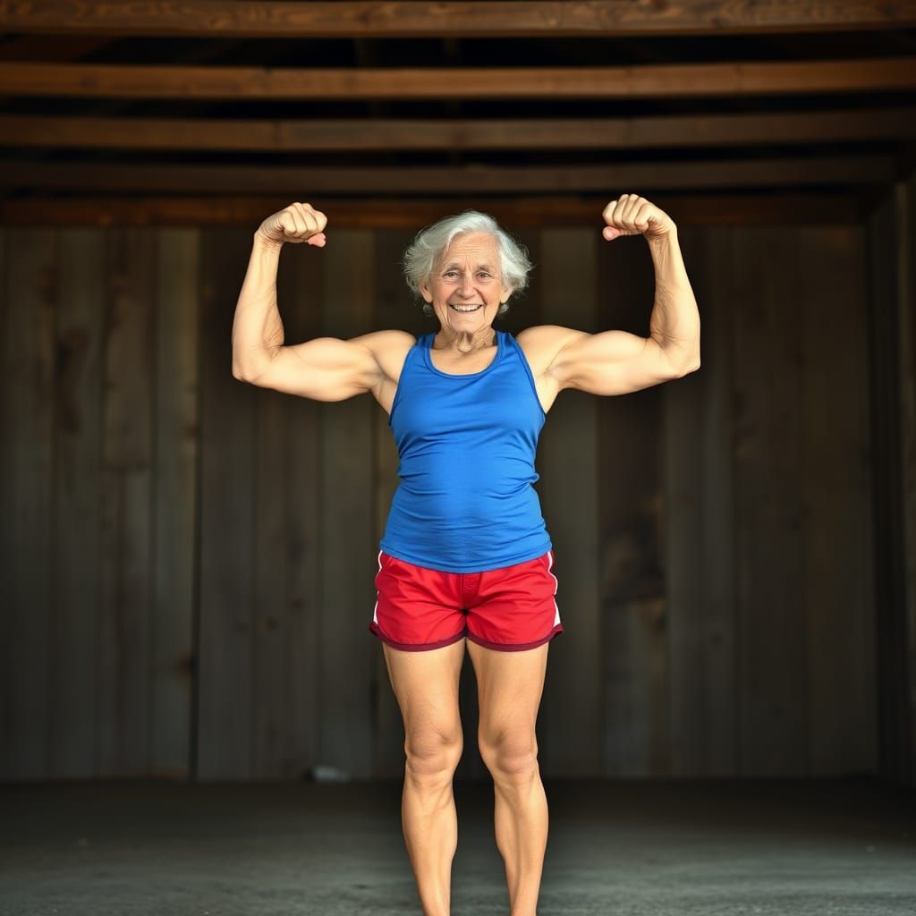 Strong Senior Woman Flexing Biceps