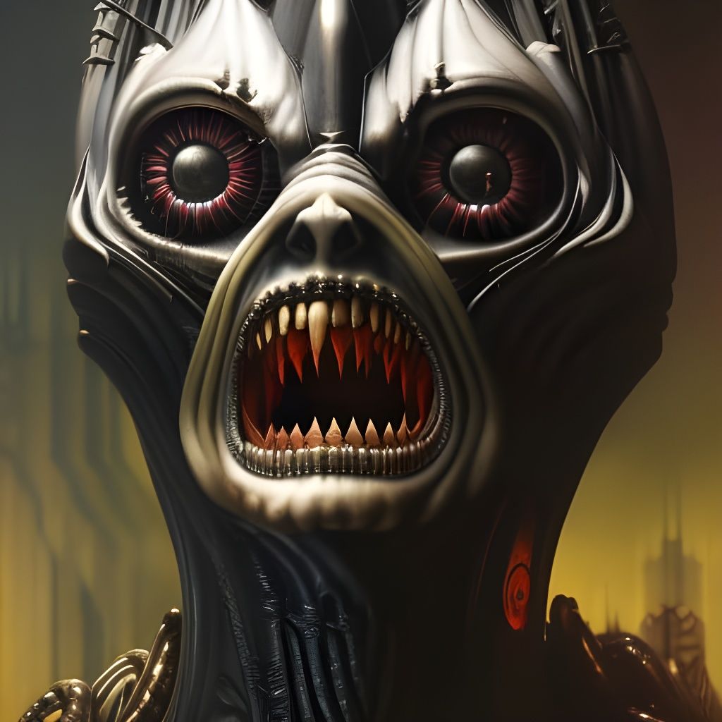 Creepy Demonic Portrait in Giger Style