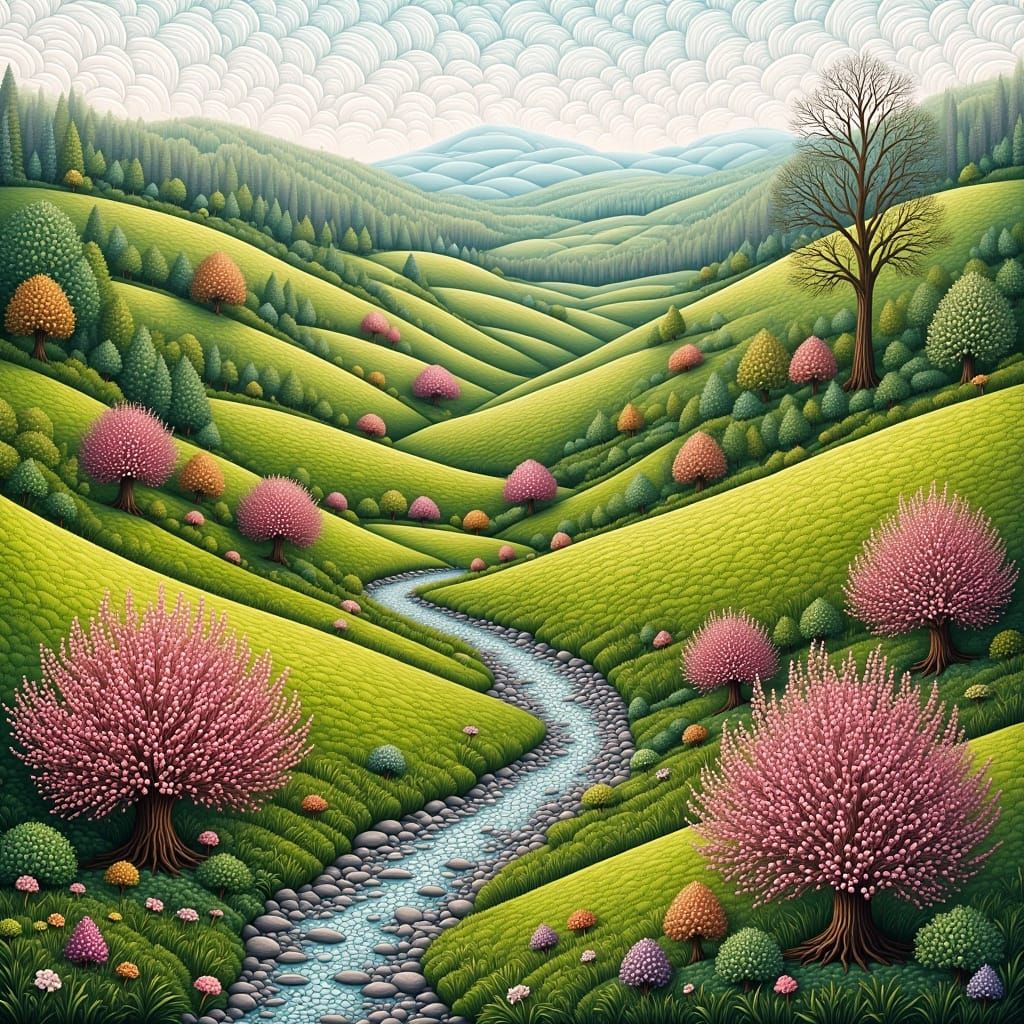 Vibrant Spring Scene with Hyperdetailed Textures