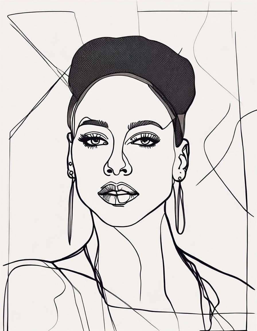 Alicia Keys Portrait: Minimalist Bauhaus-Inspired Sketch