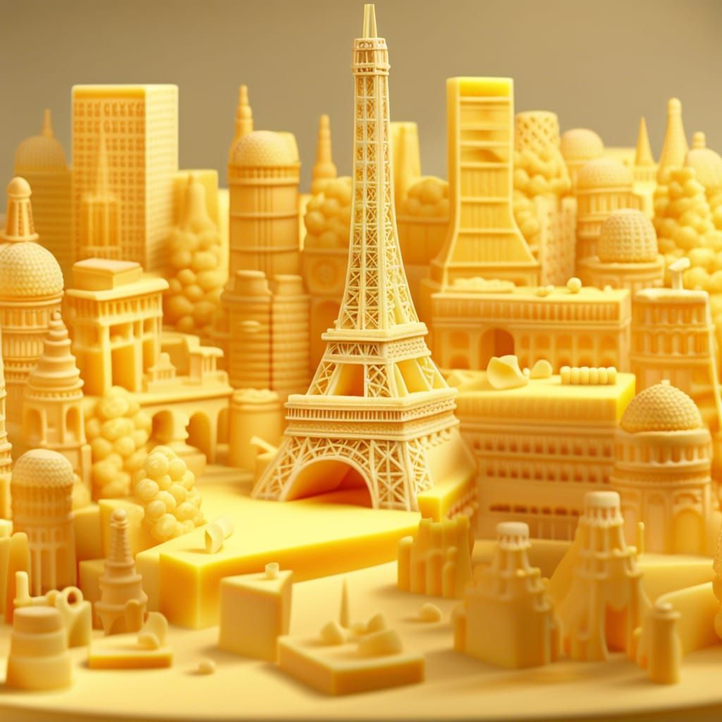 Paris Cheese Skyline in 3D Render