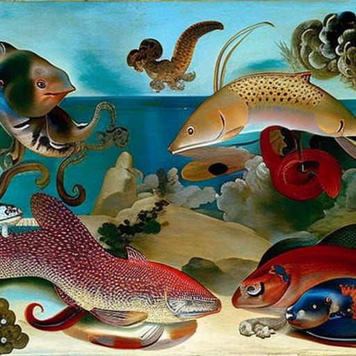 Mousefishes and Hedgeoctopuses in Expressionist Style
