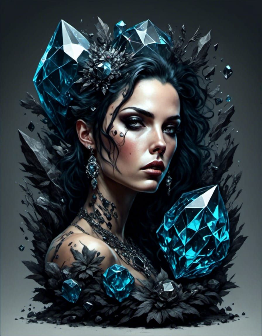 Emo Portrait with Crystal Eyes and Tattoos