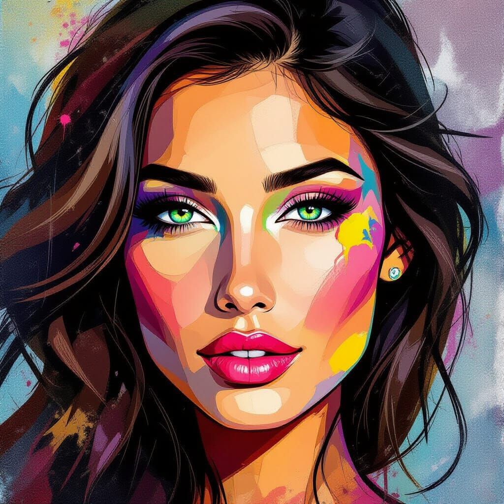 Intimate Portrait of Woman Gazing into Green Eyes