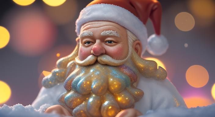 Hyperrealistic Santa Claus Toymaking in Fluid Art Style