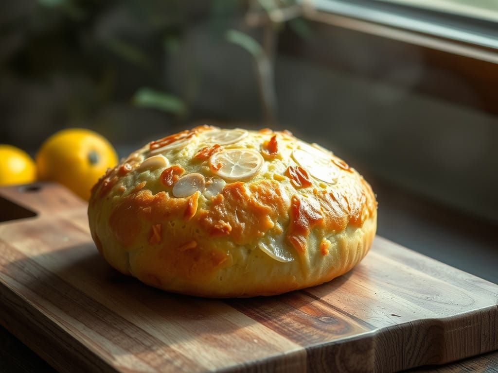 Rustic Golden Meyer Lemon Loaf in Whimsical Morning Light