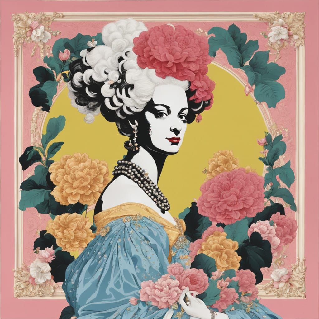 Hyper Realistic Portrait of Marie-Antoinette in Opulent Pood...