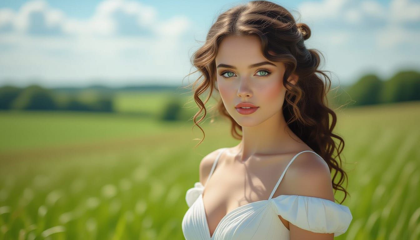 English Woman in Countryside: Hyper-Realistic Photography