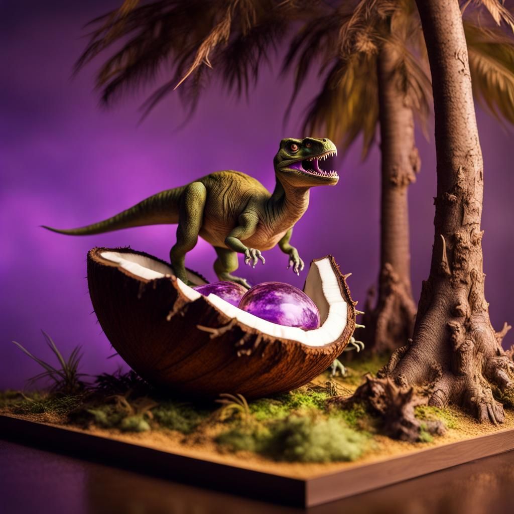 Diorama Art: Dinosaurs in a Coconut