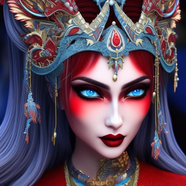 Intricate Moon Goddess in Gothic Digital Art