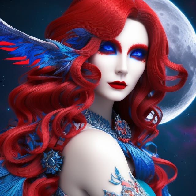 Stunning Moon Goddess in Gothic Art Style