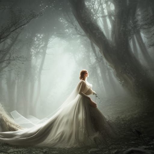 Cinematic Wedding Photo of Bride as Digital Painting