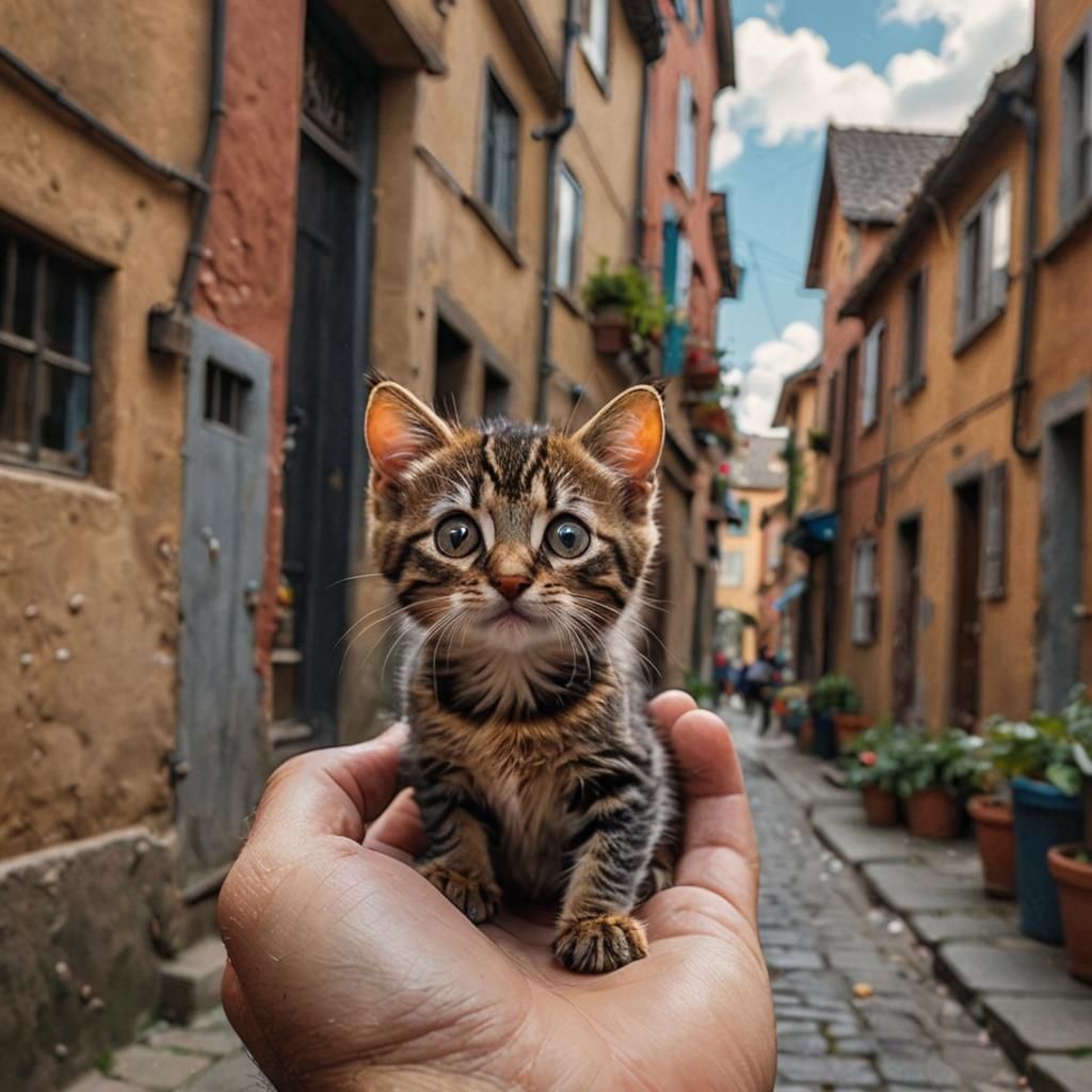 World's Smallest Cat on a Fingertip