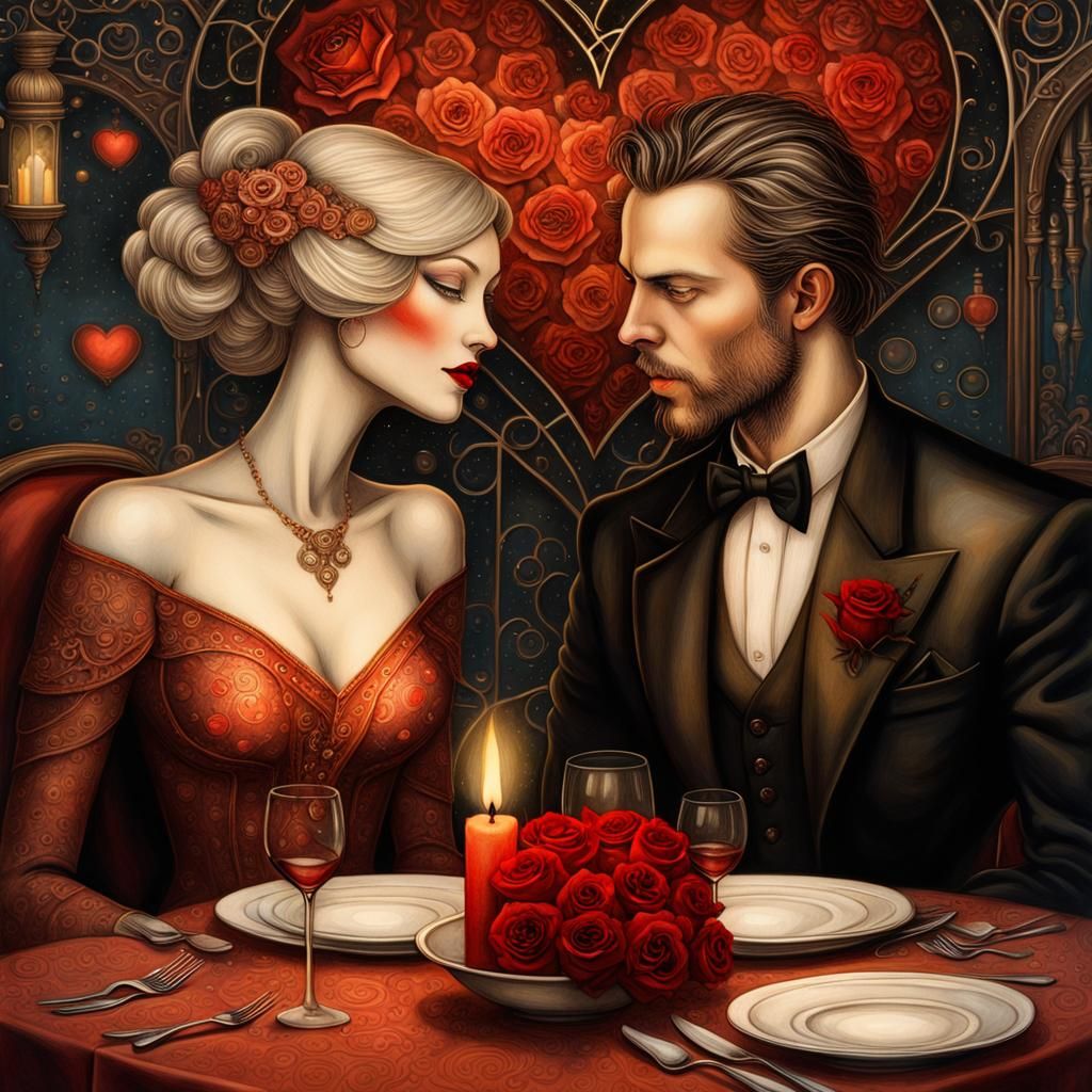 Romantic Valentine's Day Dinner Portrait