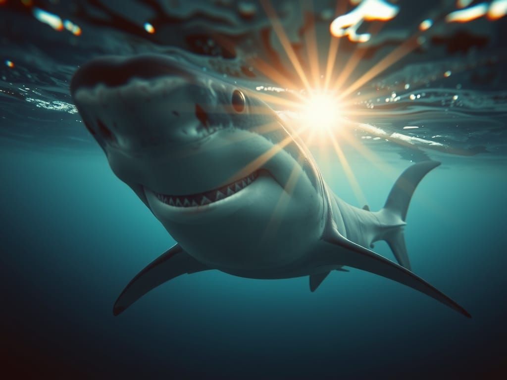 Shark Close-Up with Sunlight and Caustics
