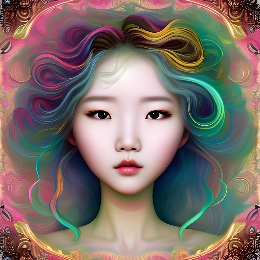 Korean Girl with Glowing Hair, Storybook Realism
