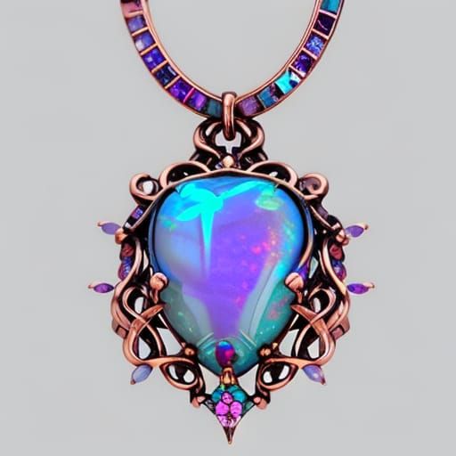 Ethereal gothic rose gold necklace with purple opal pendant ...