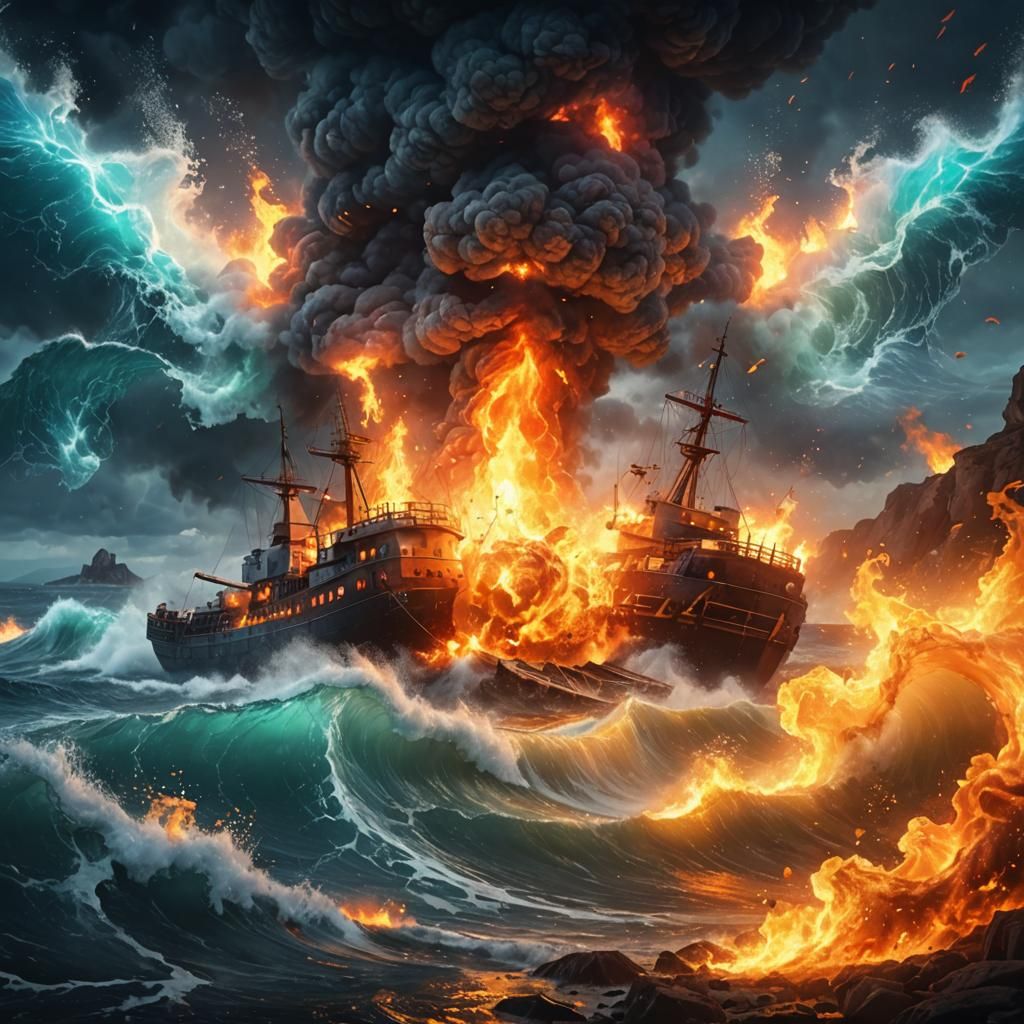 Energetic People Control Sea Fire