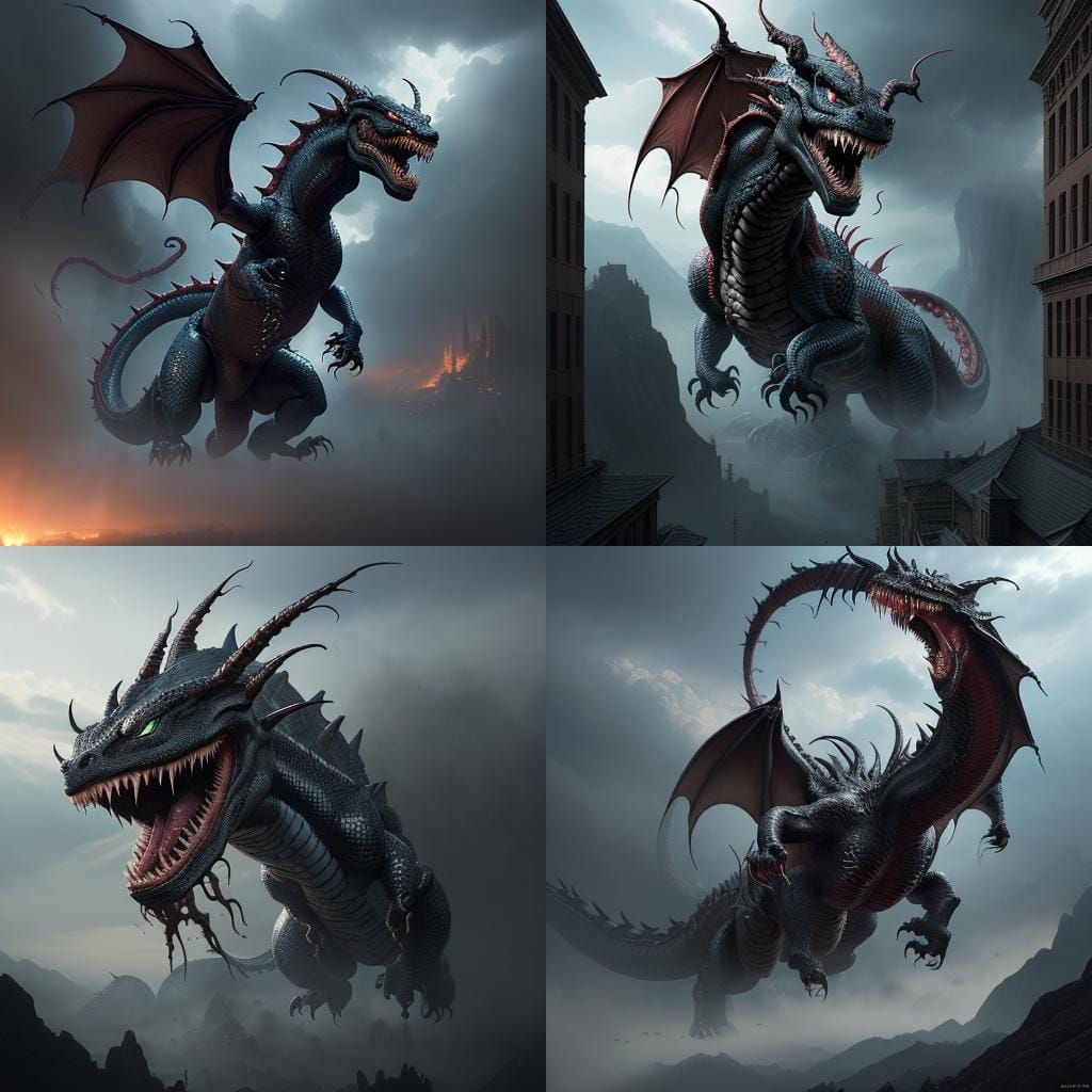 Epic Venom Dragon Attack: Digital Matte Painting