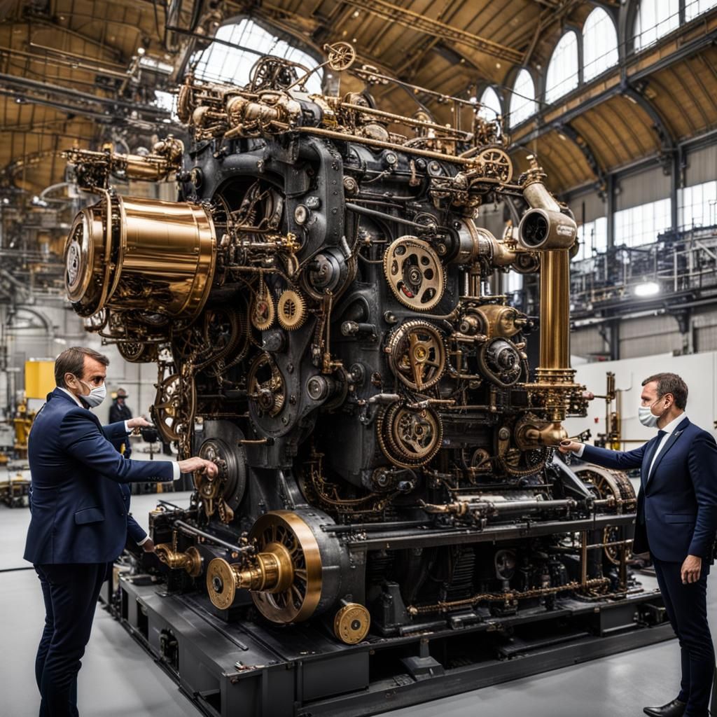 Steampunk Production Line of Macron Robots
