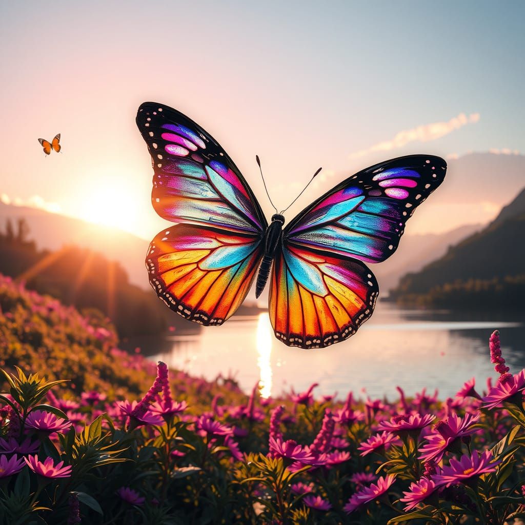 Hyper-Realistic Spring Morning at Mystical Lake in Digital P...