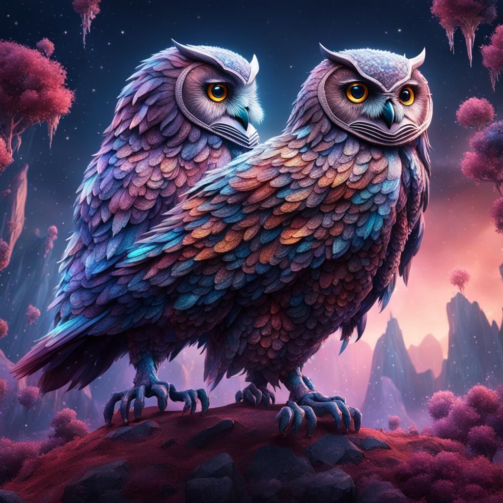 Crystallised Owl Fantasy Concept Art