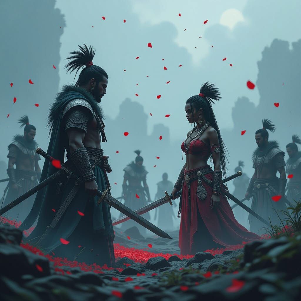 African Spirits Rise on Battlefield in Ethereal Digital Art