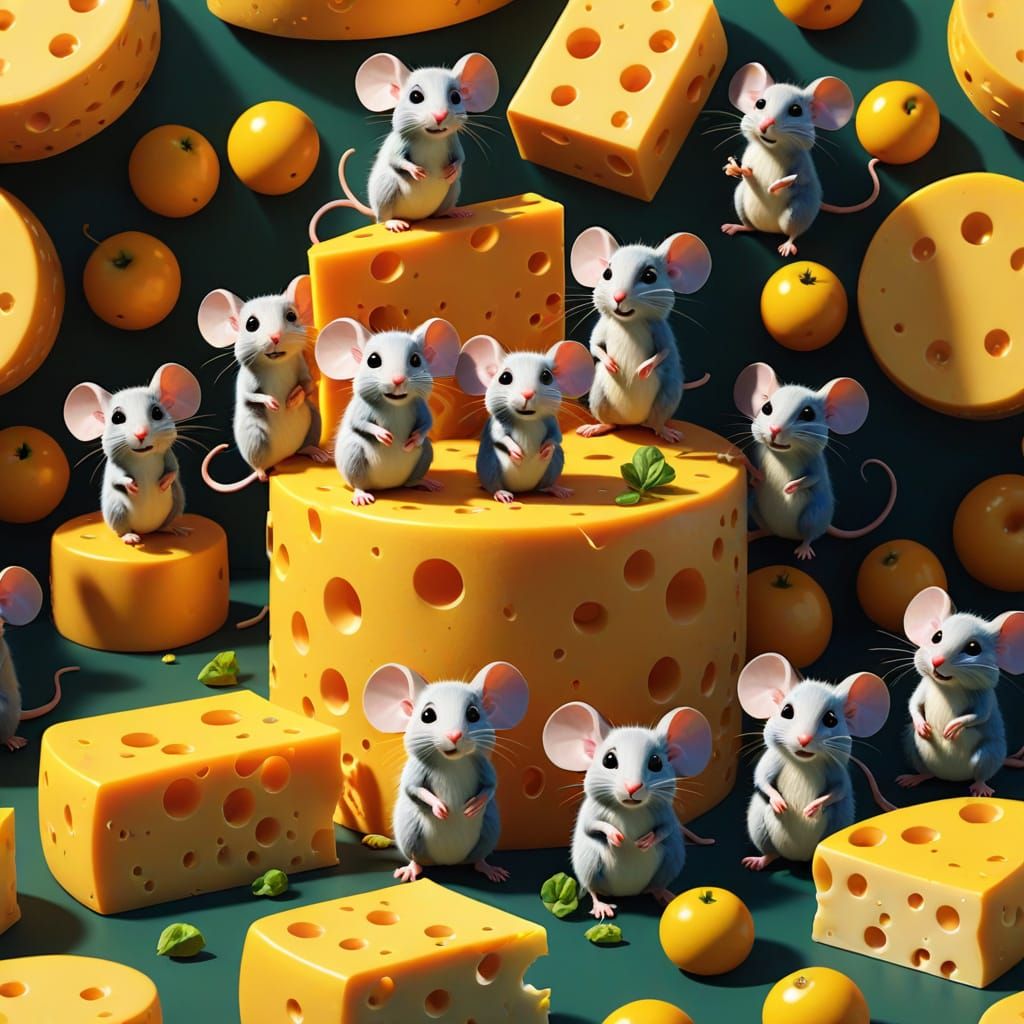 Cheesy Delight in Vibrant 3D Cartoon Style