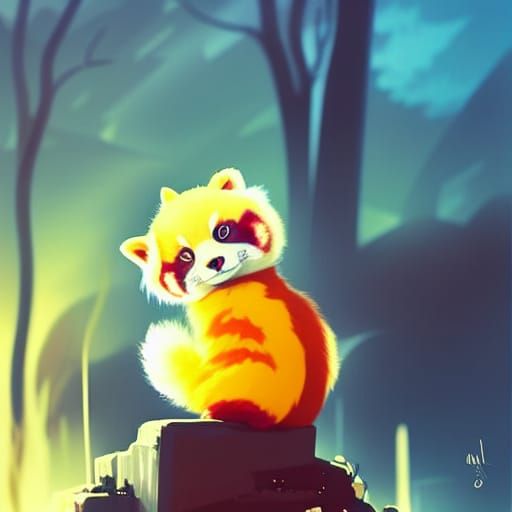 Cute Red Panda by Studio Ghibli and Artgerm