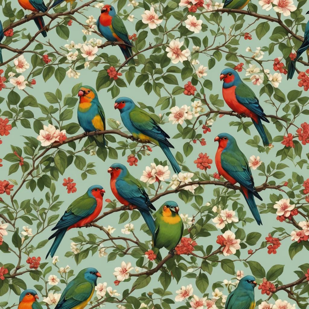 Colorful Lovebird Pair in Natural Setting