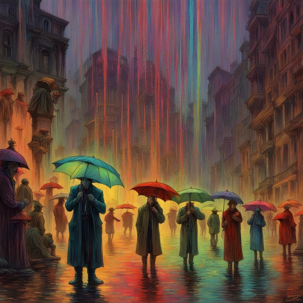 Neon Souls Rain: A Horror Engraving