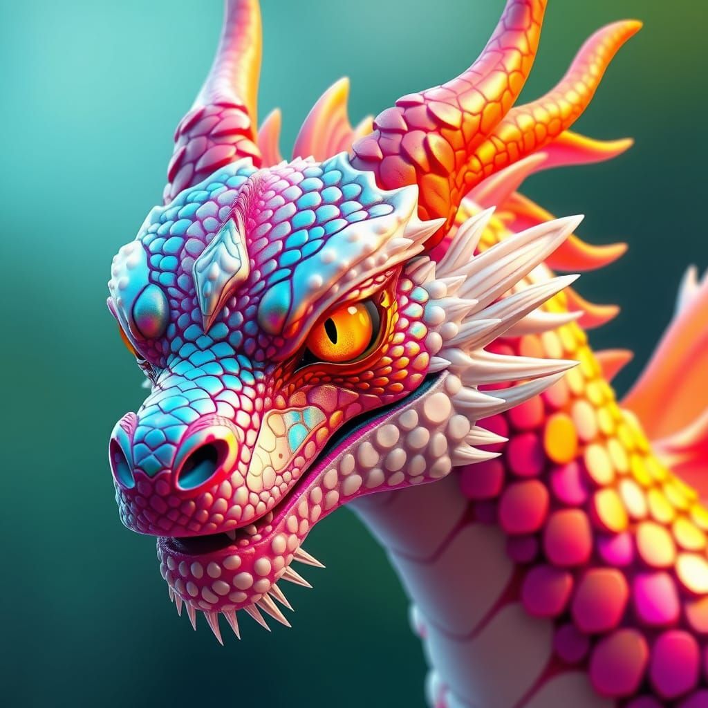 Epic Colorful Dragon with Iridescent Scales