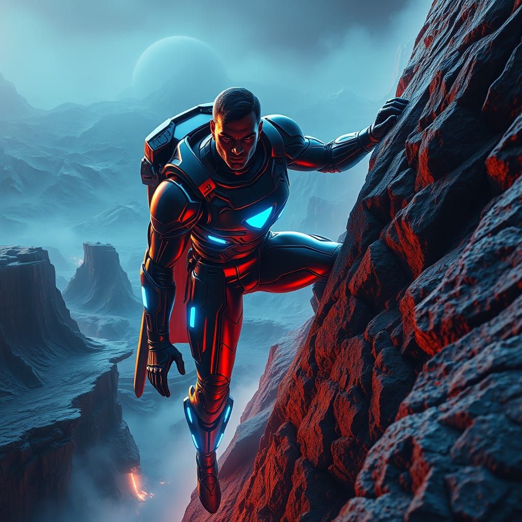 Cyberpunk Superman Conquers Gravity-Warped Planet