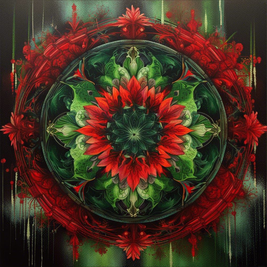 Symmetrical Multicolored Mandala in Splash Art Style