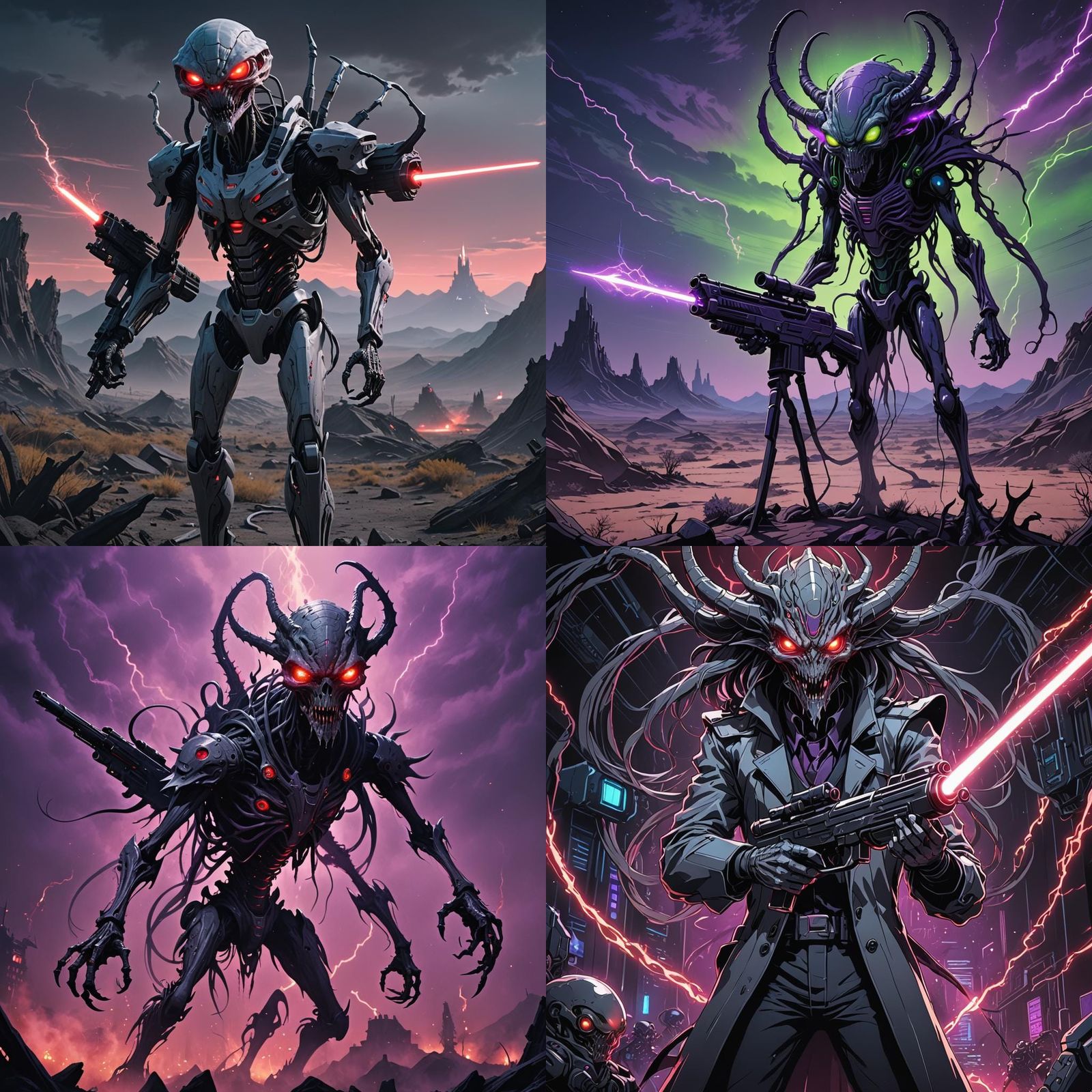 Demonic Alien with Laser Gun, Anime Style