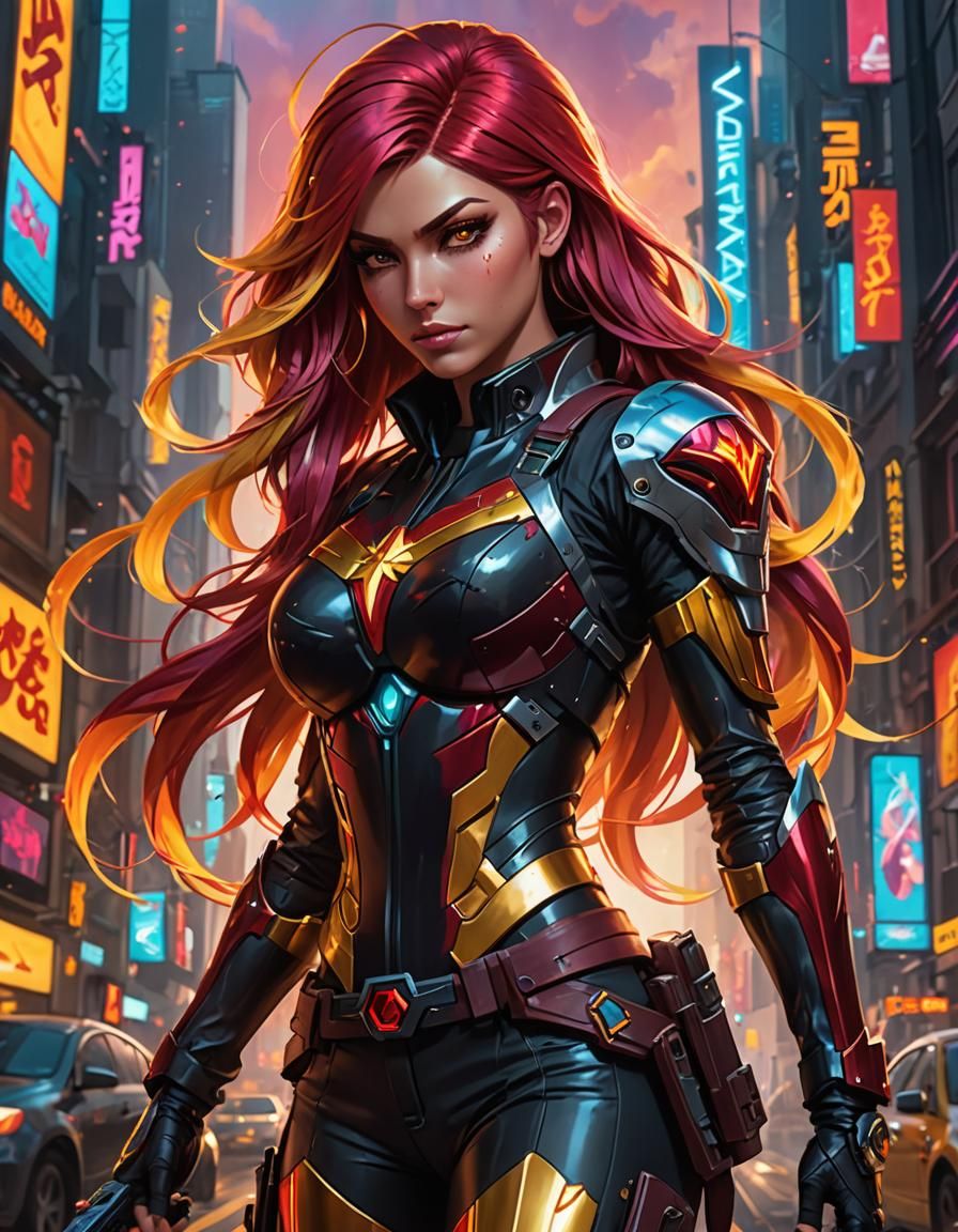 Sunset Shimmer as Cyberpunk Assassin Portrait