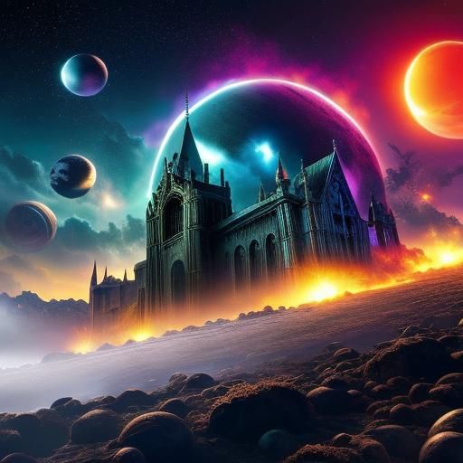 Dramatic Moons Over Gothic Cityscape