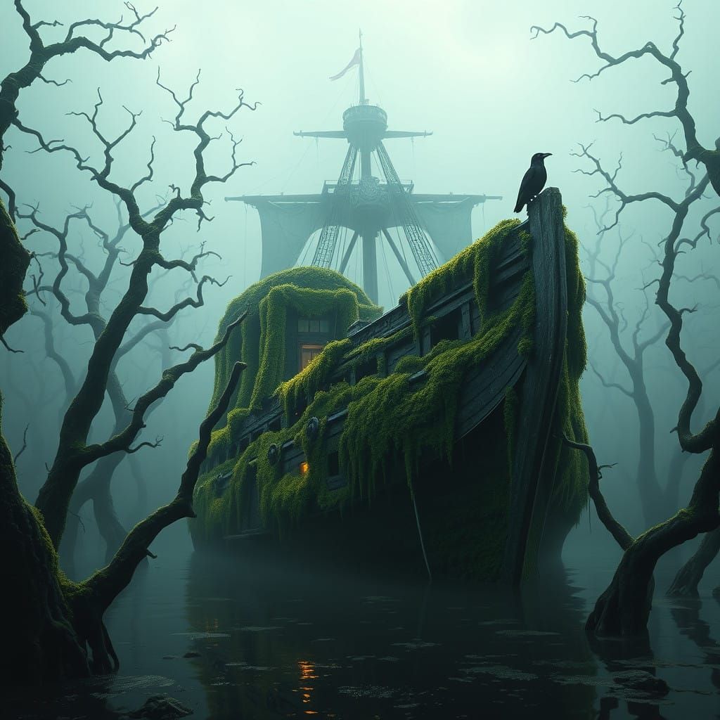 A Majestic Ship of the Line Reclaimed by Nature in a Hauntin...