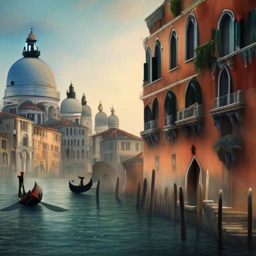 Fantasy Venice Scene, Detailed Matte Painting