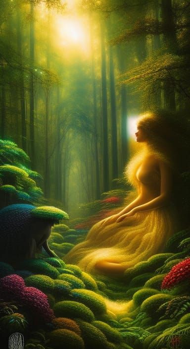 Fate Hybrid Woman in Mycelium Network, Detailed Render