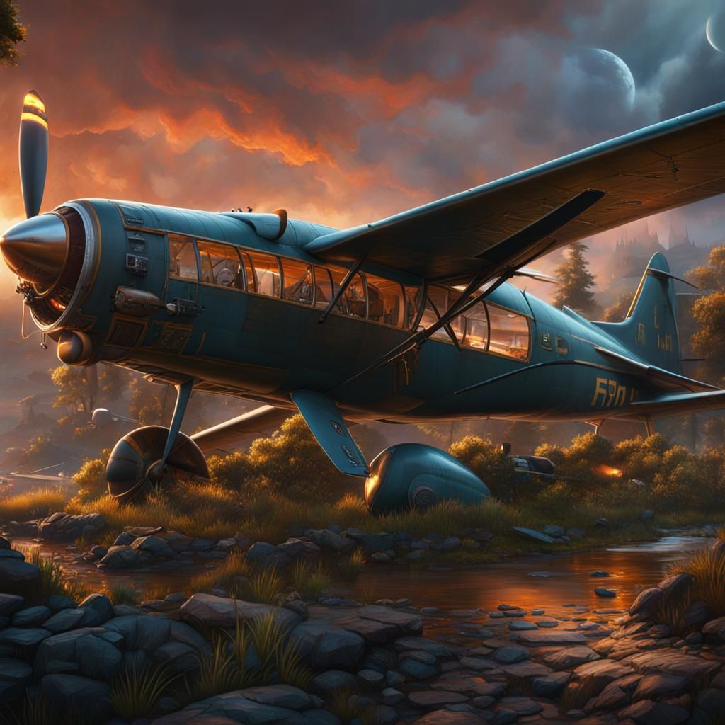 Aviation School Cadets and Airplane: Fantasy Concept Art