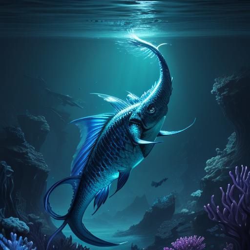 Bioluminescent Dragon Fish in Deep Sea