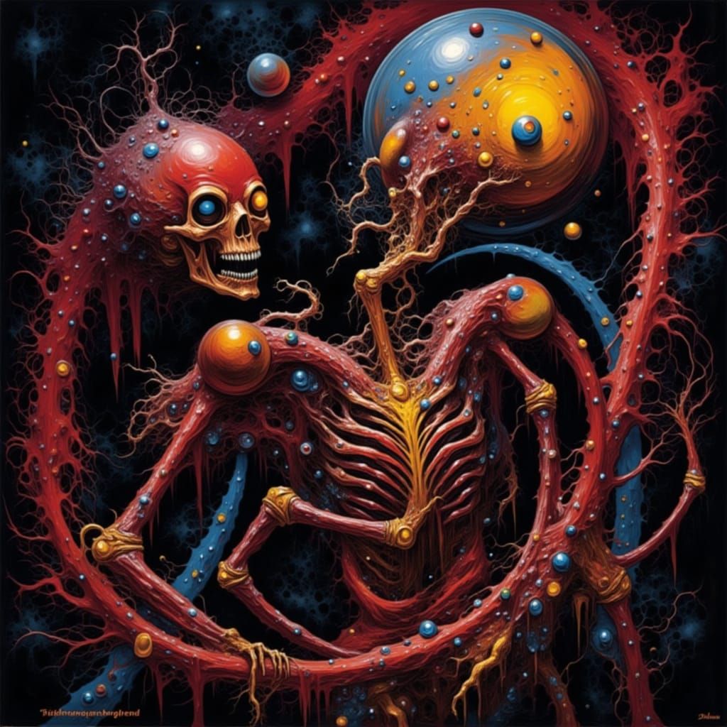 Abstract Cosmic Horror: Three Graces with Tentacles