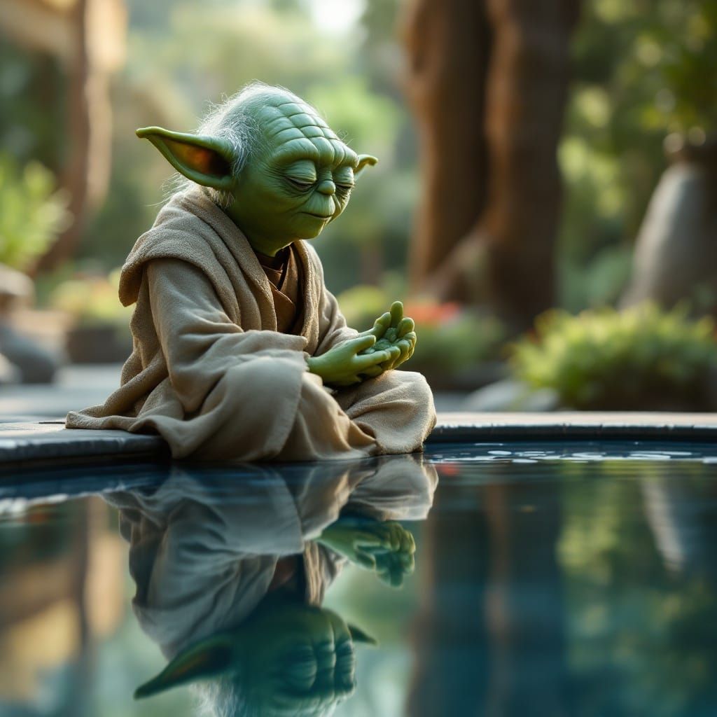 Meditative Yoda in Cinematic Reflection