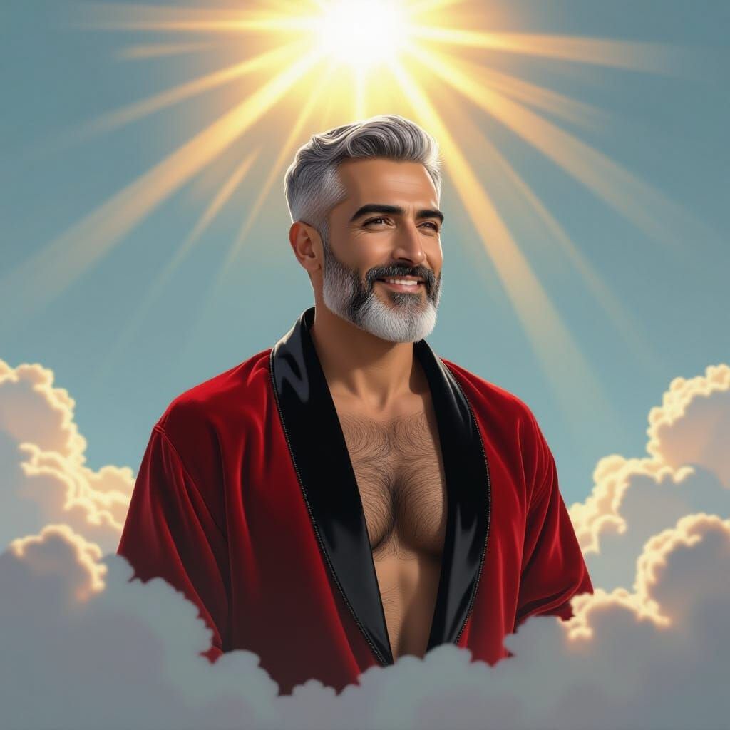 Radiant Man in Velvet Robe, Detailed Matte Painting