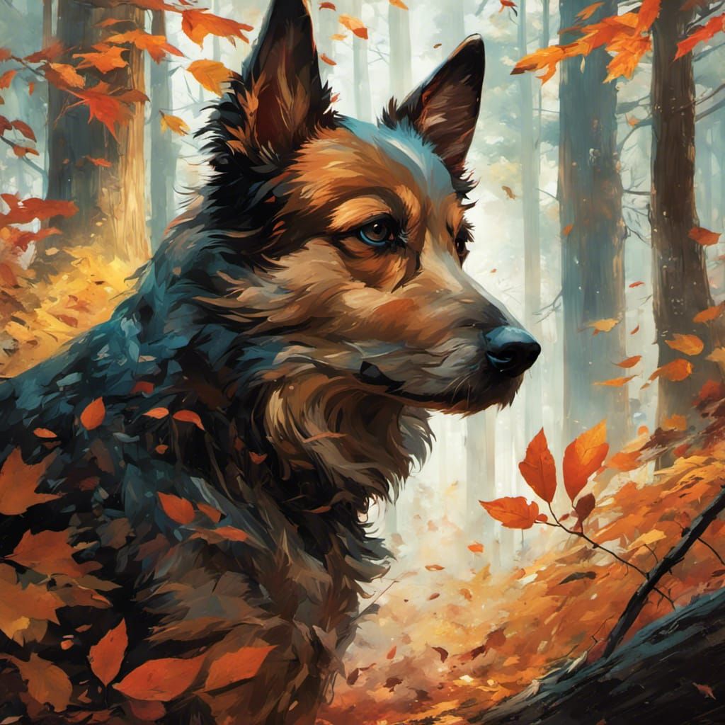 Detailed Forest Pup Inspired by Classical Art