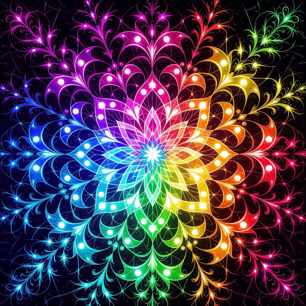 Kaleidoscope of Rainbow Patterns with Ethereal Aura
