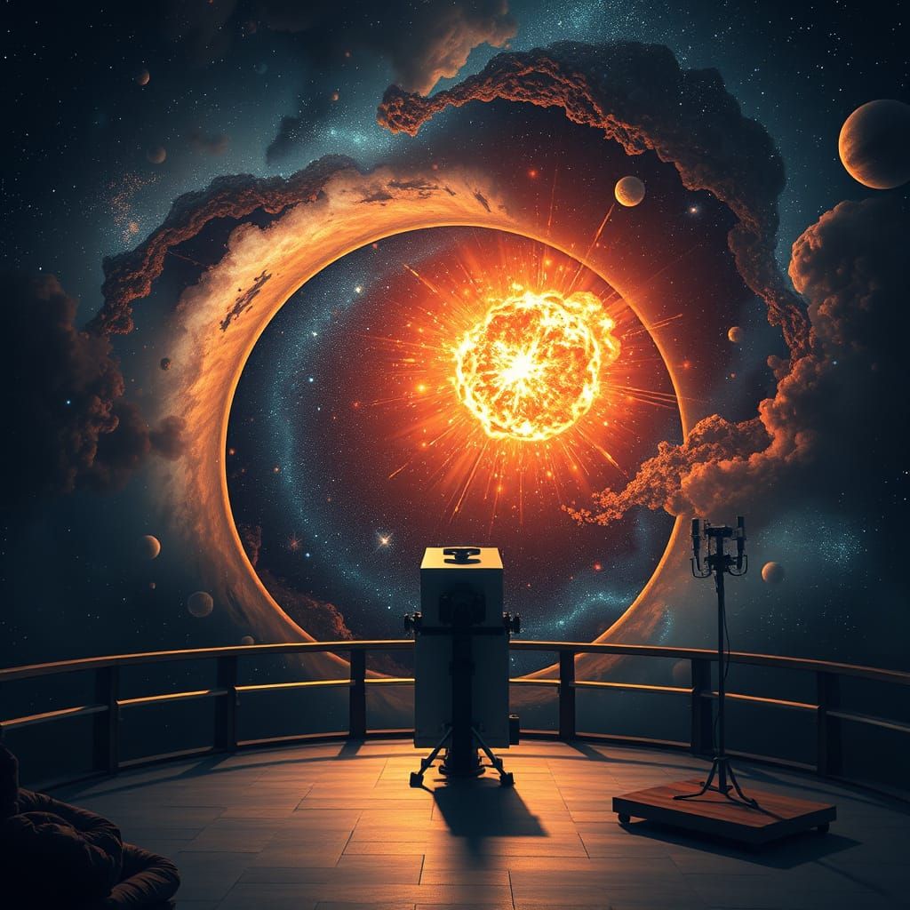 Astronomer's Gaze on Cosmic Cataclysm in Celestial Beauty