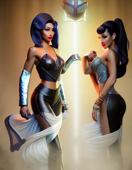 Neon Pillow Fight: Asian Girls in Comix Style